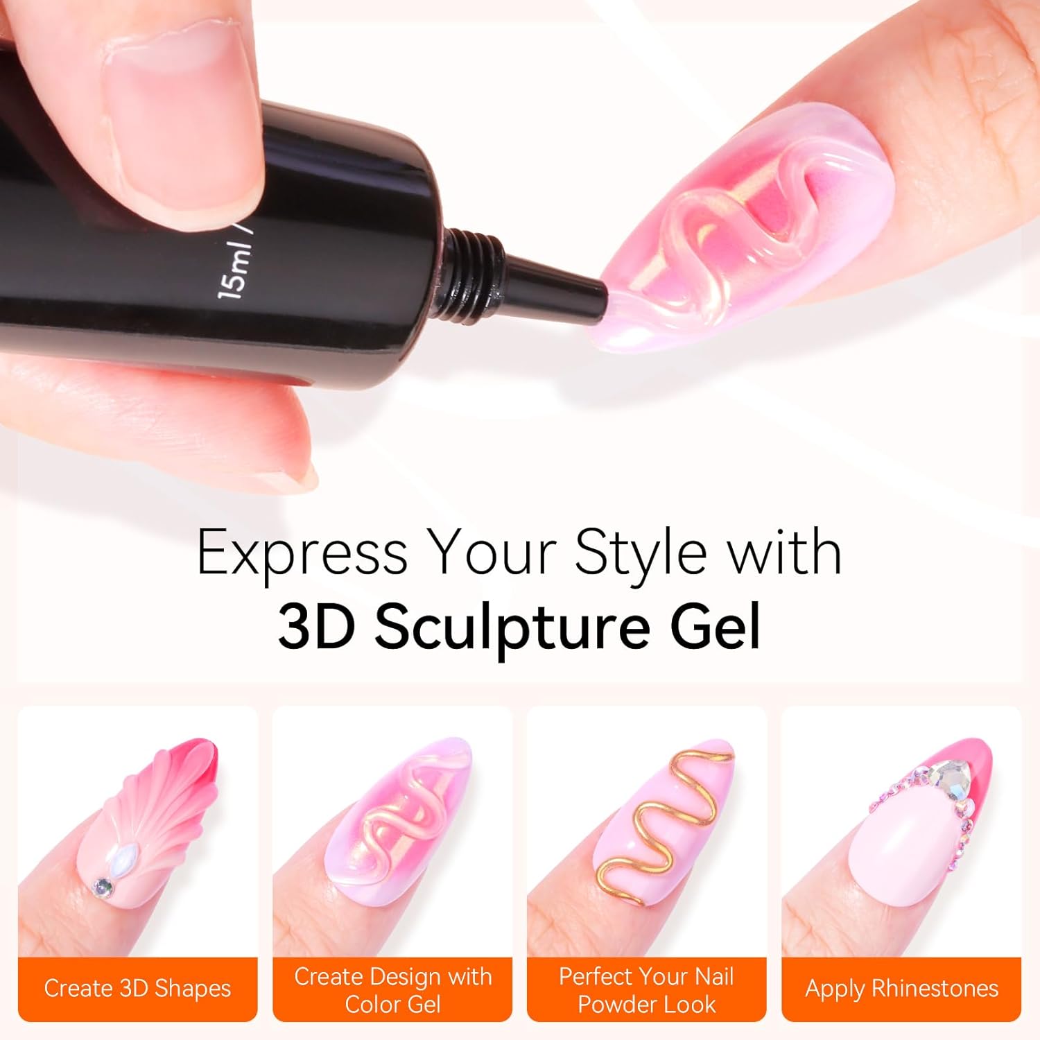 Artist expertly sculpting a unique 3D nail design using Makartt 3D Nail Gel from BodyBlissEssentials, demonstrating easy application for intricate details.