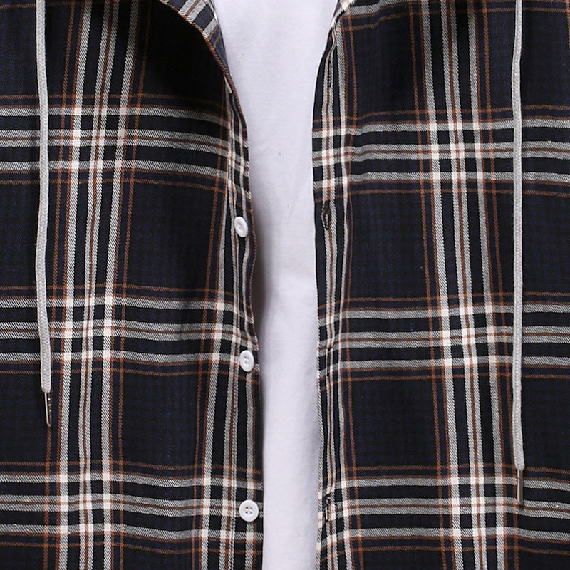 Plaid Shirt Men's Autumn Hooded Jacket