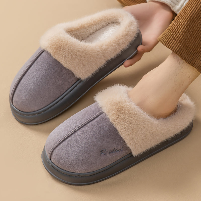 New Winter Cozy Warm Couple Style Concise Fluffy Slippers