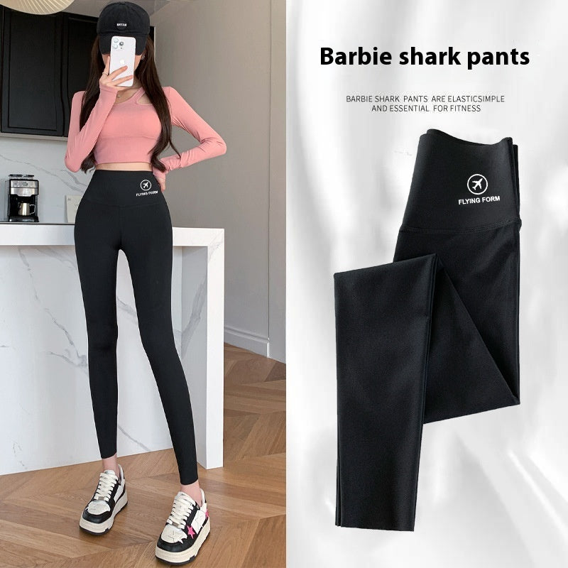 Women Autumn Winter Skinny Shark Pants Thickened Trousers Winter Fashion High Waisted Sweatpants