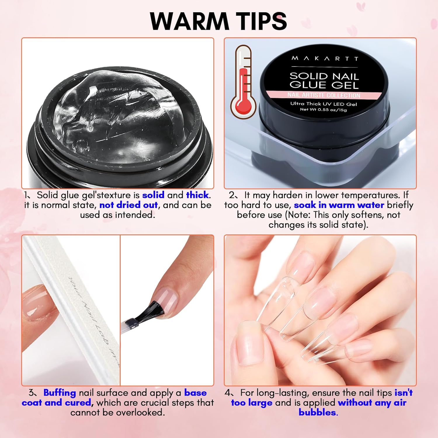 Makartt Solid Nail Glue Gel for Press On Nails