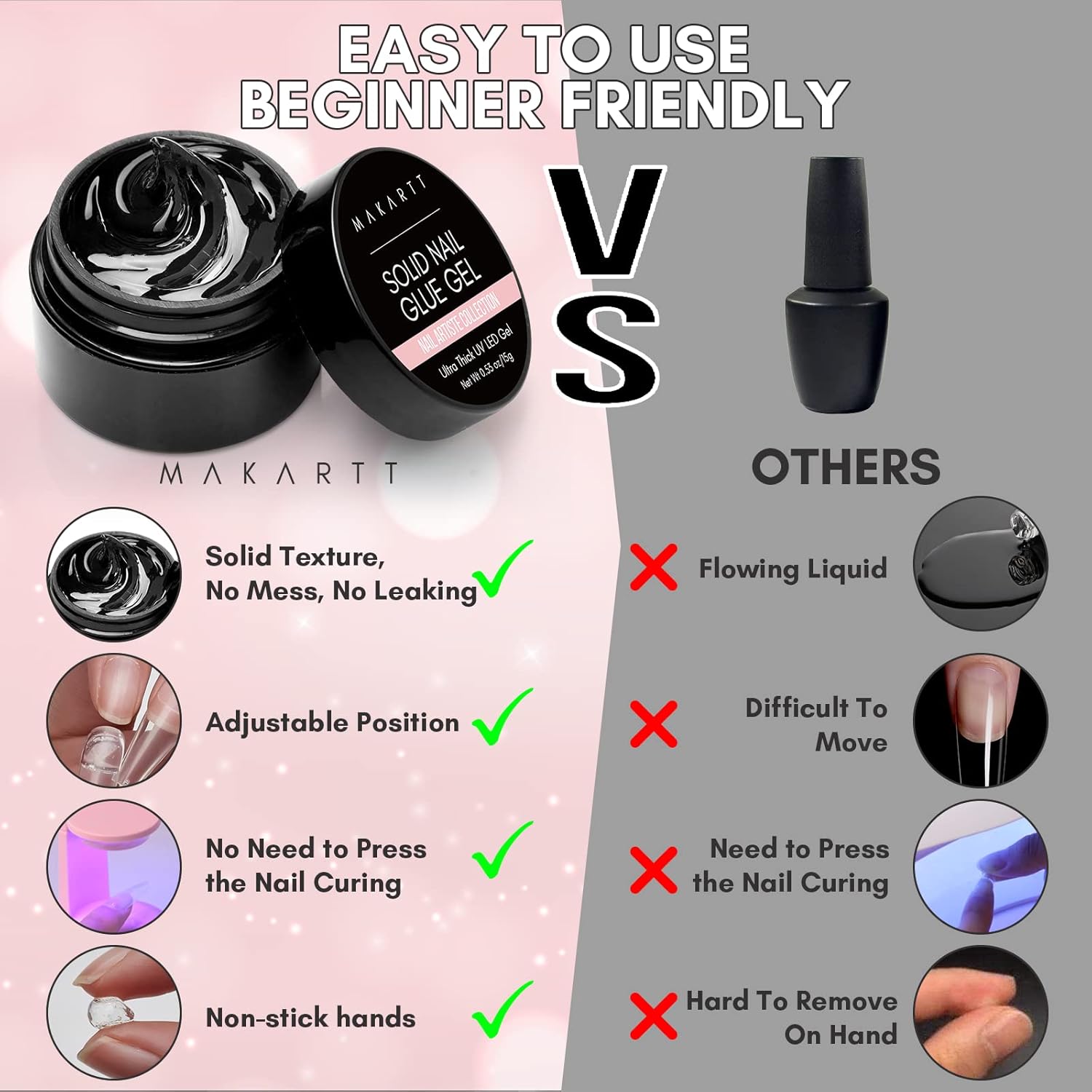 Makartt Solid Nail Glue Gel for Press On Nails