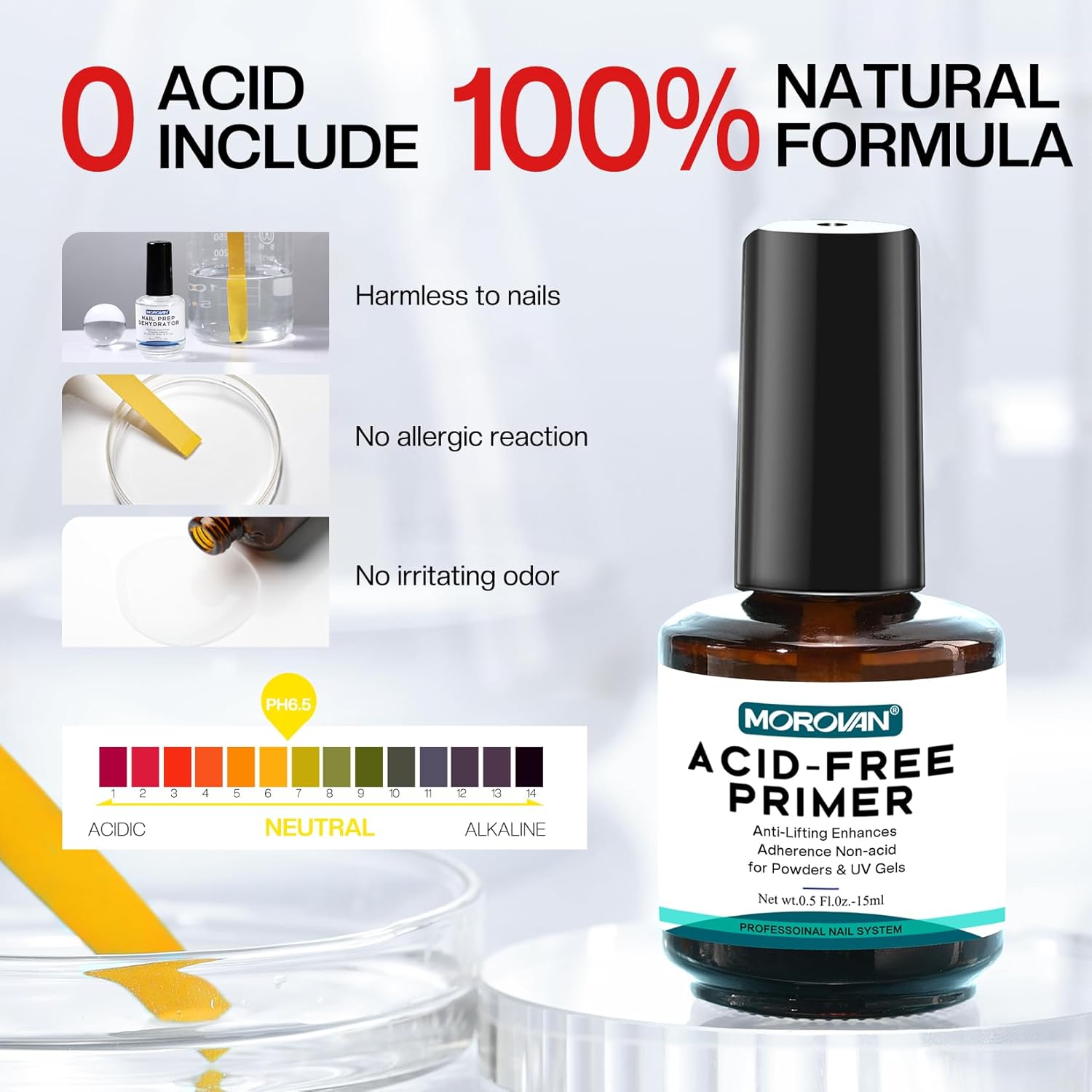 Morovan Professional Natural Nail Prep Dehydrate and Acid-Free Primer Gel Nail Polish