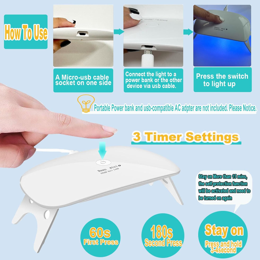 Kepma UV LED Nail Dryer Mini lamp Portable Curing Light for Gel Nail Polish