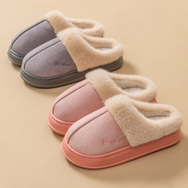 New Winter Cozy Warm Couple Style Concise Fluffy Slippers