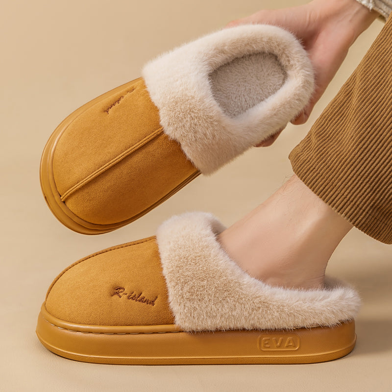 New Winter Cozy Warm Couple Style Concise Fluffy Slippers