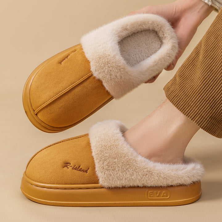 New Winter Cozy Warm Couple Style Concise Fluffy Slippers