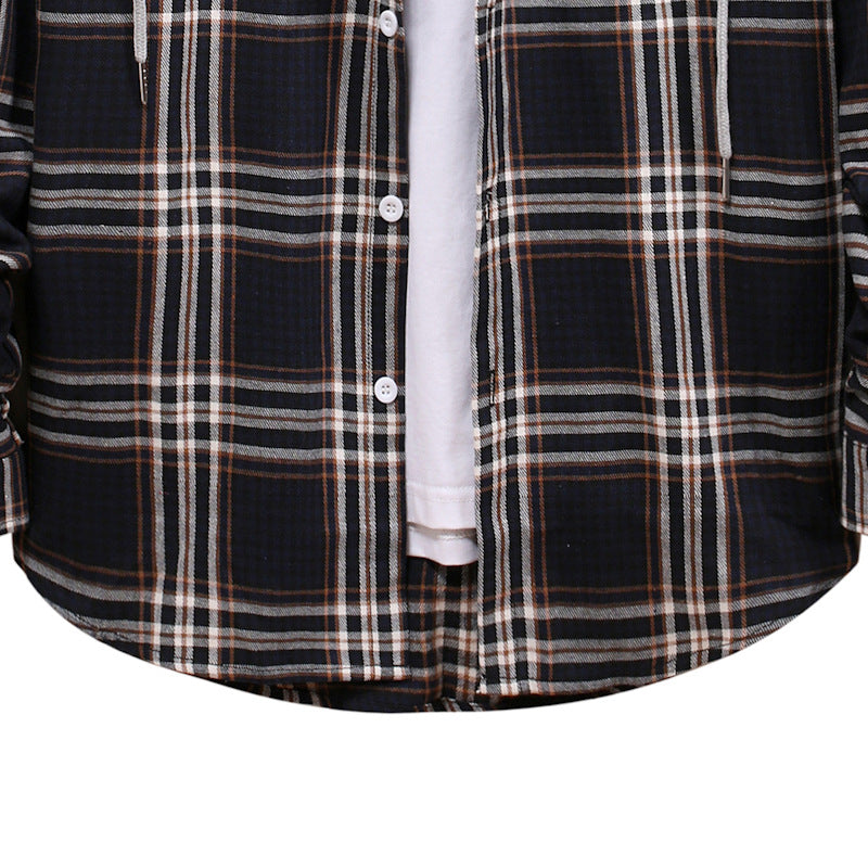 Plaid Shirt Men's Autumn Hooded Jacket