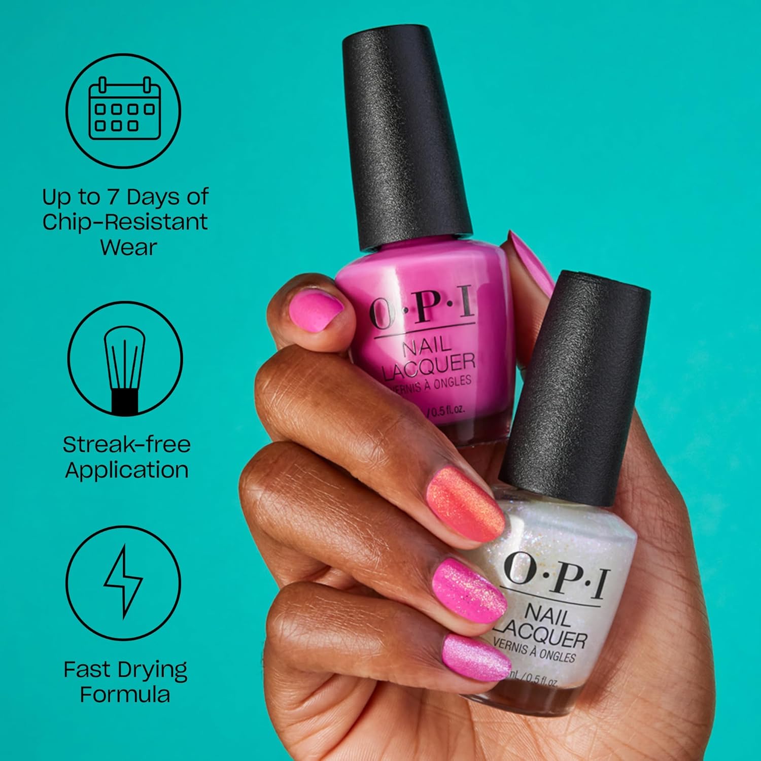 Flawless and vibrant manicure achieved with OPI Nail Lacquer Nail Polish by BodyBlissEssentials, showcasing its brilliant shine and smooth application.