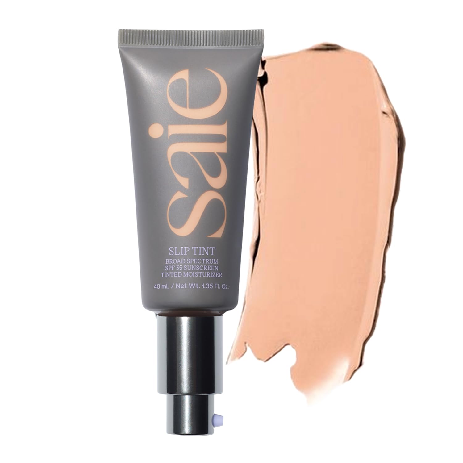 Saie Slip Tint Tinted Moisturizer SPF 35 from BodyBlissEssentials, featuring a minimalist bottle design for a natural, dewy, and protected skin finish