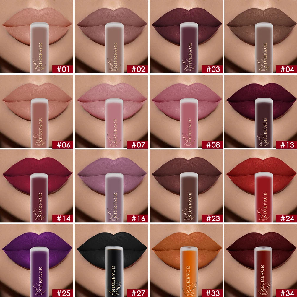Nude Liquid Lipsticks Waterproof Velvet Matte Lip Gloss Long Lasting