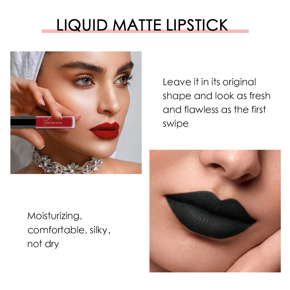 Nude Liquid Lipsticks Waterproof Velvet Matte Lip Gloss Long Lasting