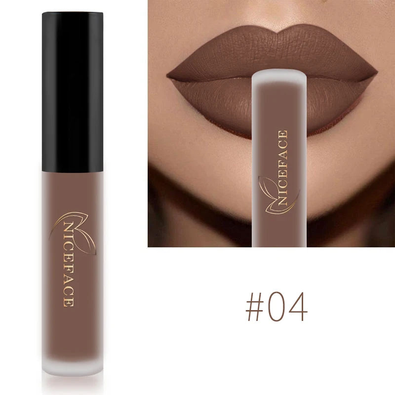 Nude Liquid Lipsticks Waterproof Velvet Matte Lip Gloss Long Lasting