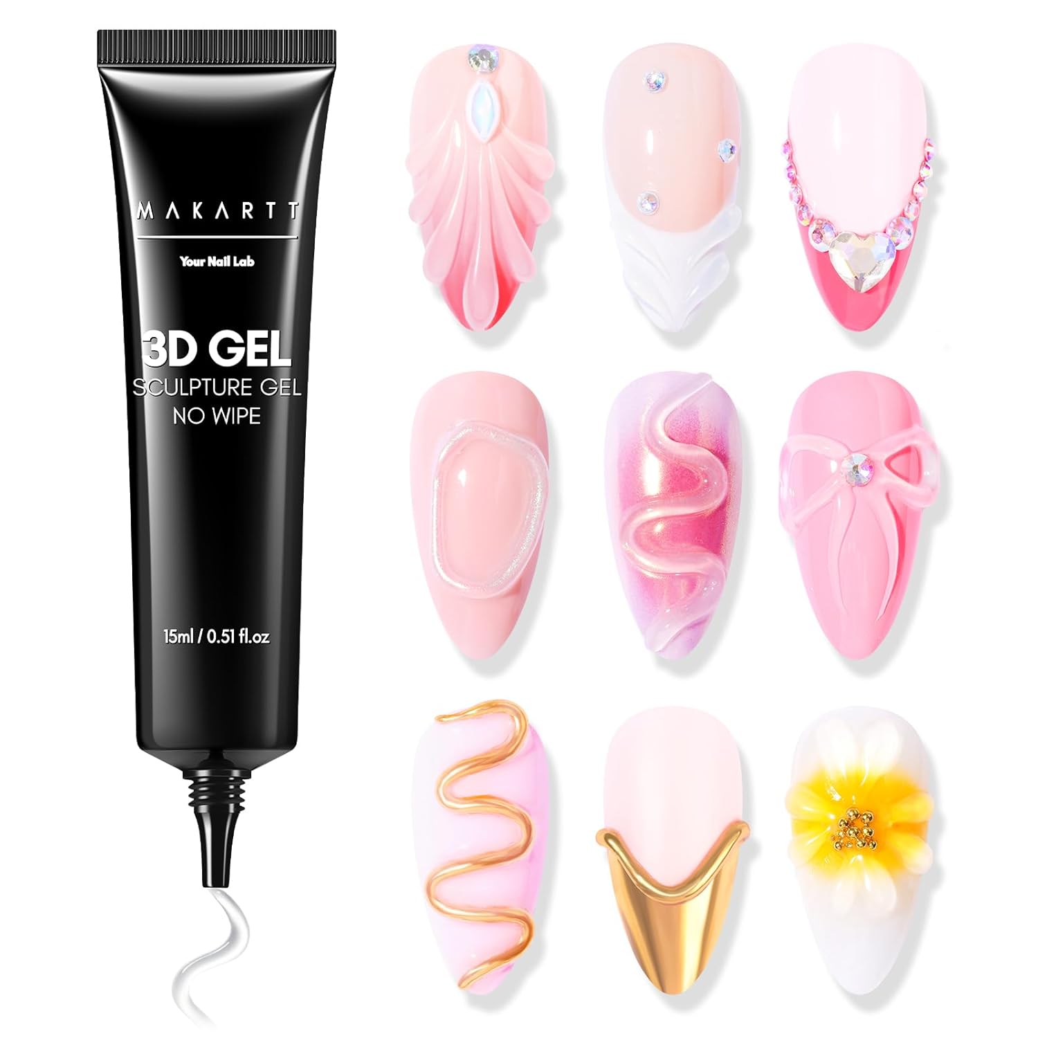 Collection of vibrant Makartt 3D Nail Gel Art colors from BodyBlissEssentials, perfect for sculpting diverse and creative nail designs.