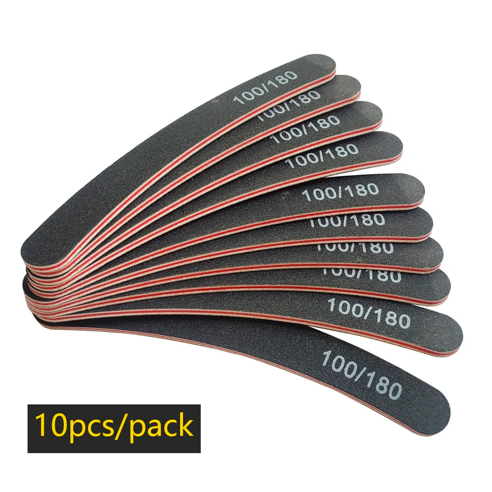 Nail File Buffer 100/180 Grit Half Moon Nail Files Manicure Tool