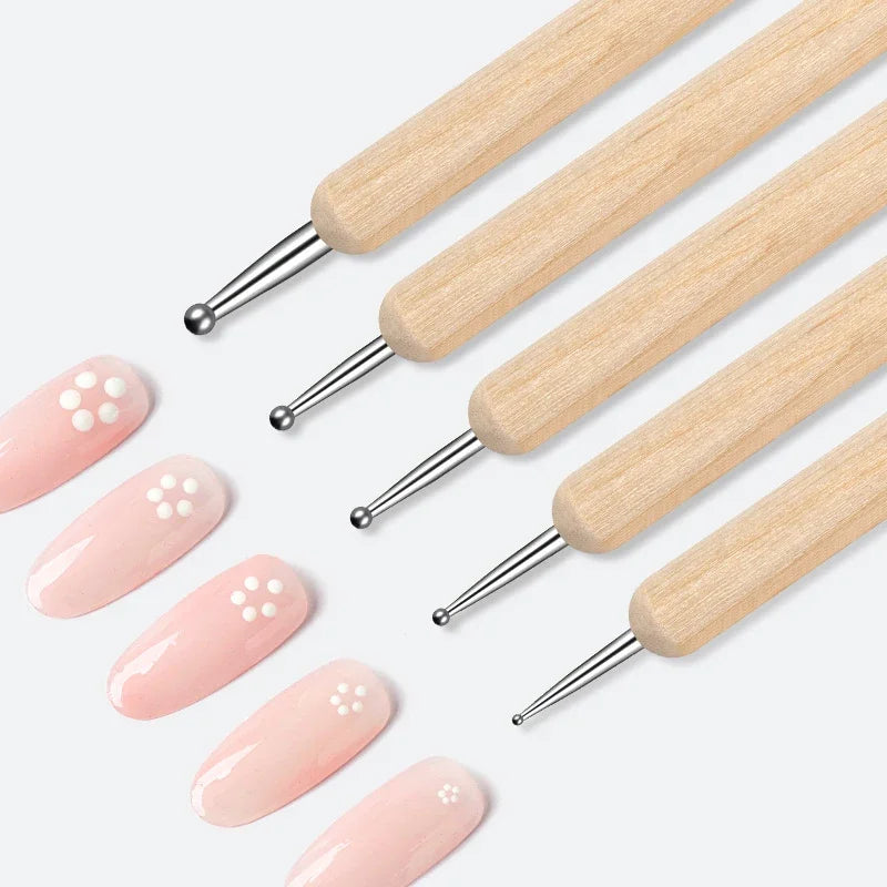 Nail Point Drill Pen Wooden Pen Bar Stirring Nail Polish Draw Pen