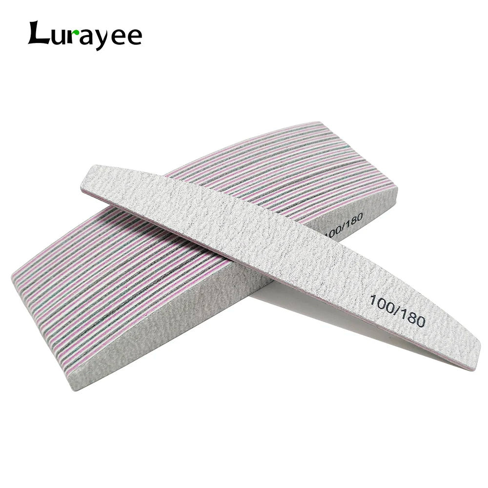 Nail File Buffer 100/180 Grit Half Moon Nail Files Manicure Tool