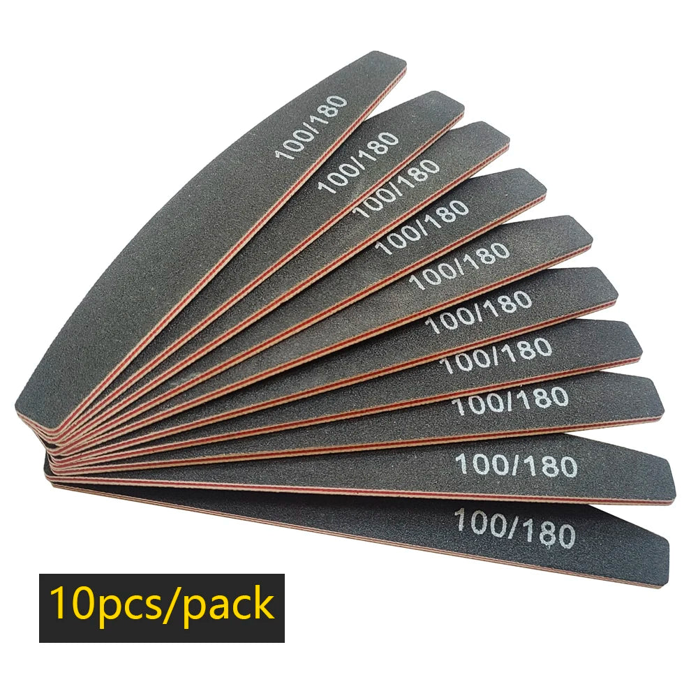 Nail File Buffer 100/180 Grit Half Moon Nail Files Manicure Tool