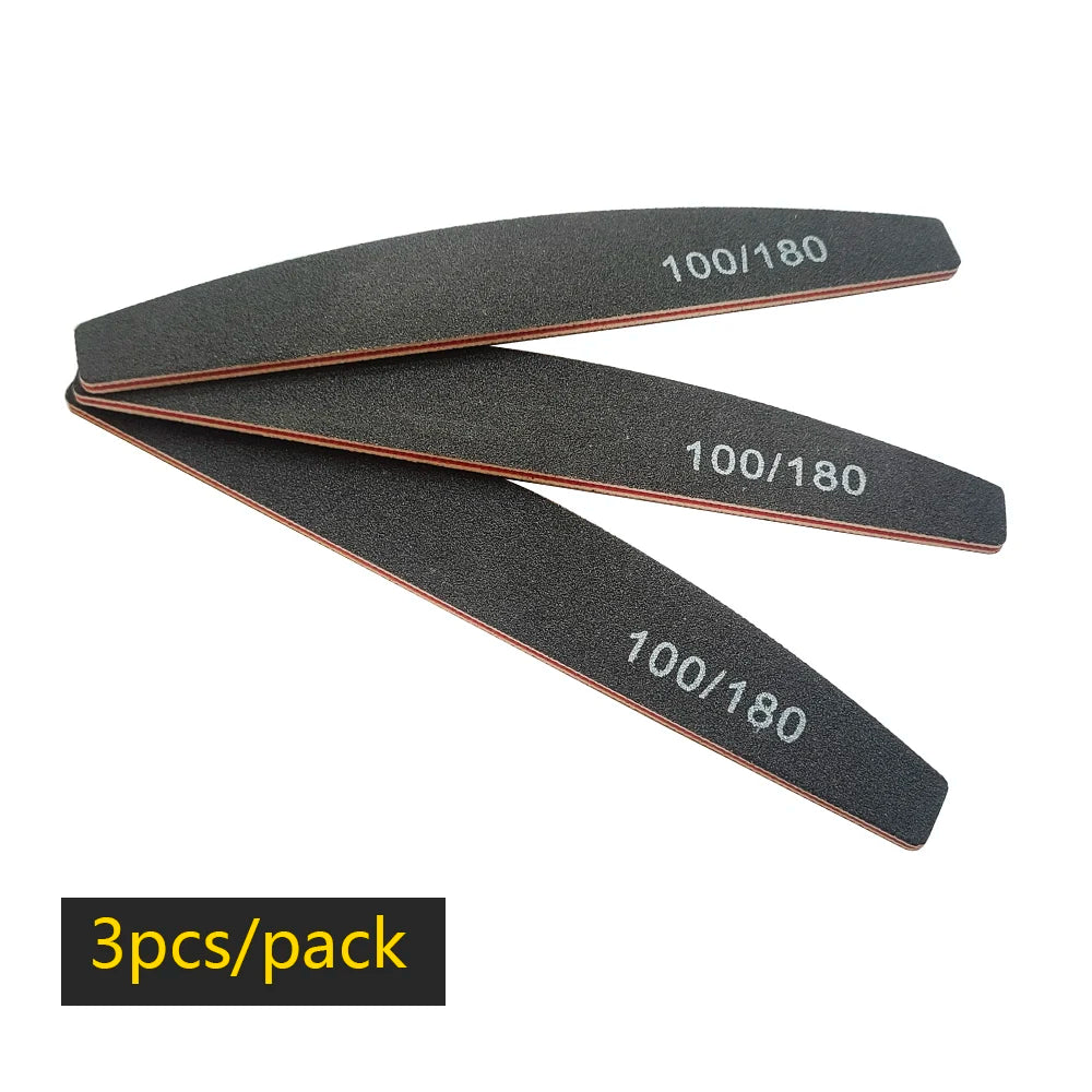 Nail File Buffer 100/180 Grit Half Moon Nail Files Manicure Tool