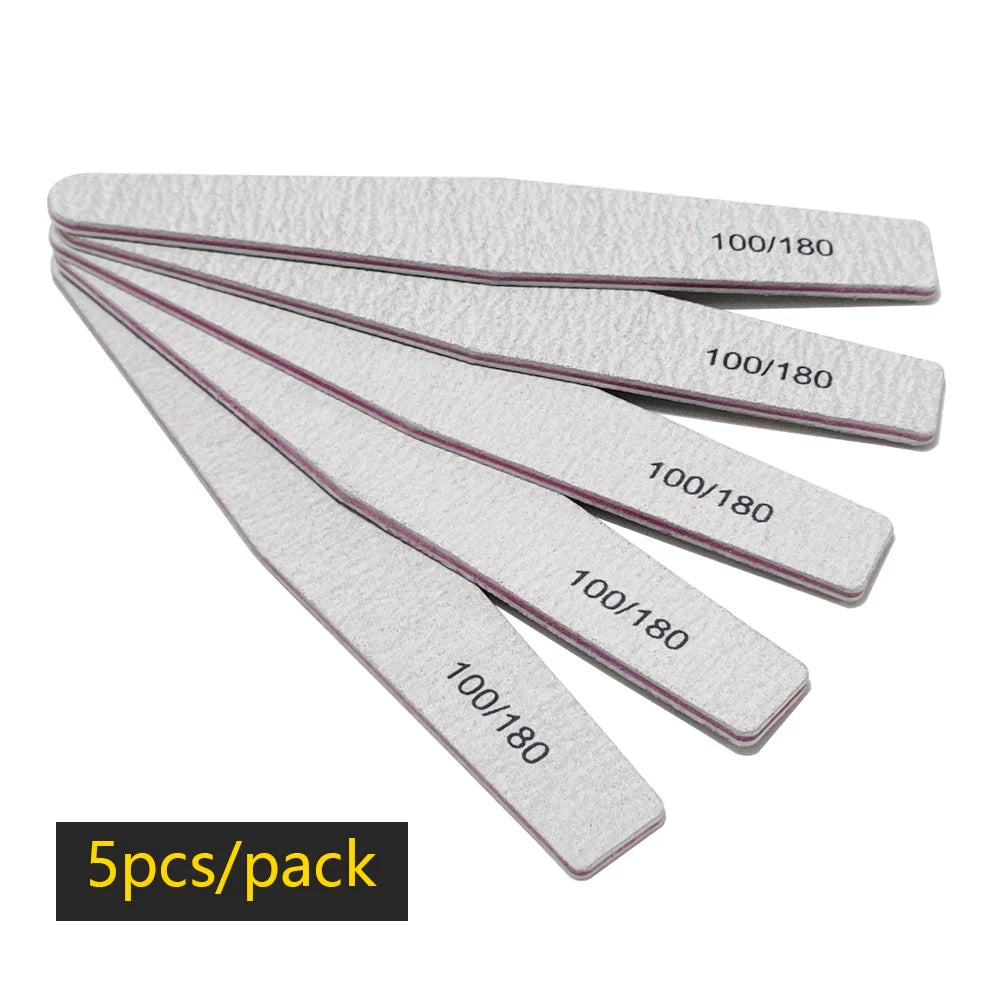 Nail File Buffer 100/180 Grit Half Moon Nail Files Manicure Tool