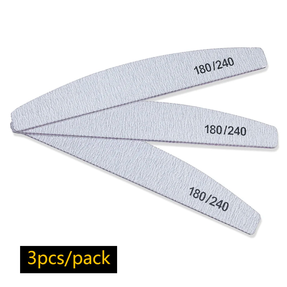Nail File Buffer 100/180 Grit Half Moon Nail Files Manicure Tool