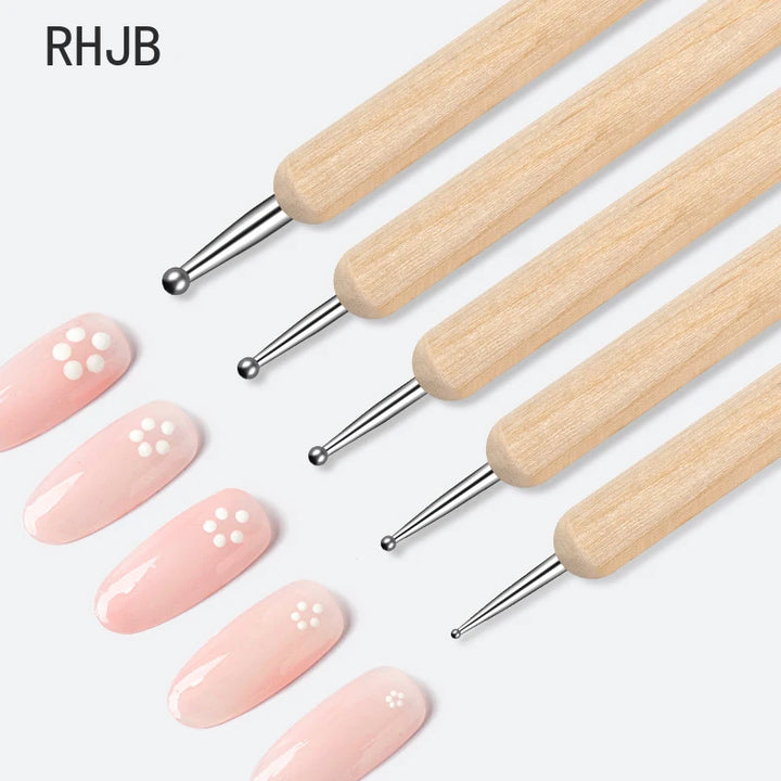 Nail Point Drill Pen Wooden Pen Bar Stirring Nail Polish Draw Pen