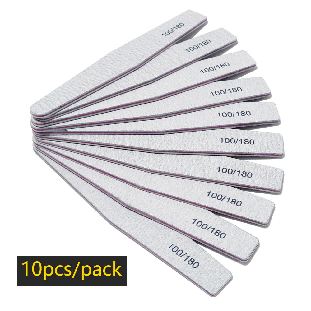 Nail File Buffer 100/180 Grit Half Moon Nail Files Manicure Tool