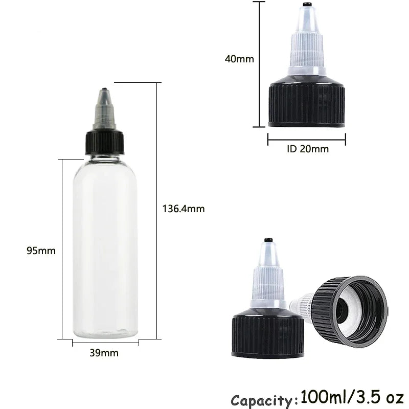 30PCS 30ml/60ml/100ml/120ml Plastic Refillable Bottle Pigment Ink Containers