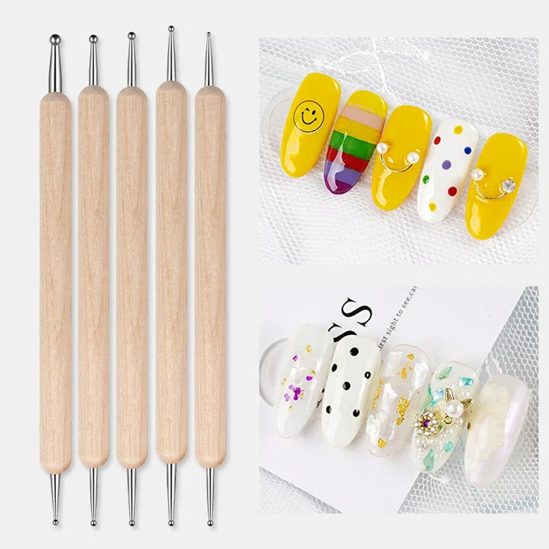Nail Point Drill Pen Wooden Pen Bar Stirring Nail Polish Draw Pen