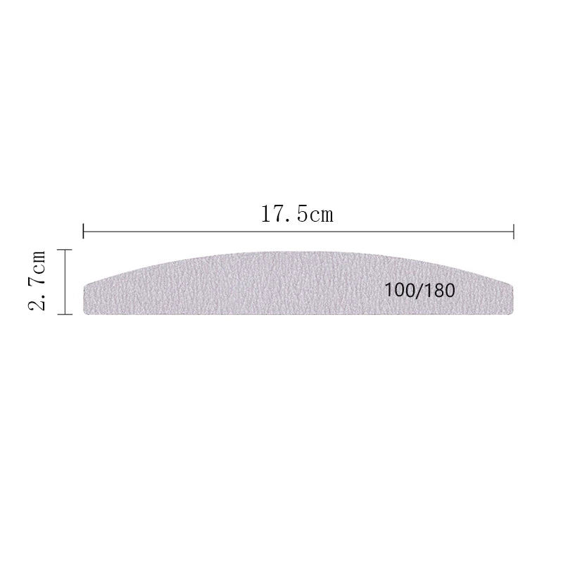 Nail File Buffer 100/180 Grit Half Moon Nail Files Manicure Tool