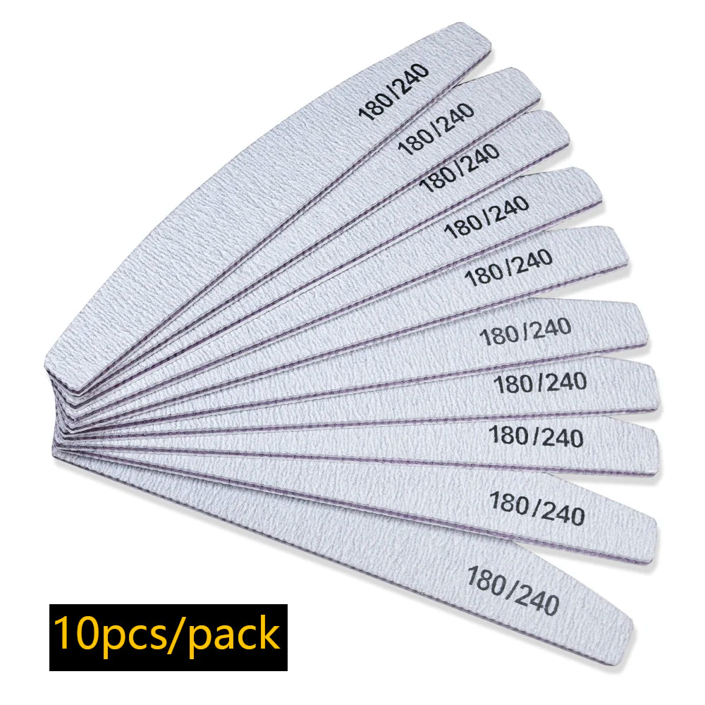 Nail File Buffer 100/180 Grit Half Moon Nail Files Manicure Tool
