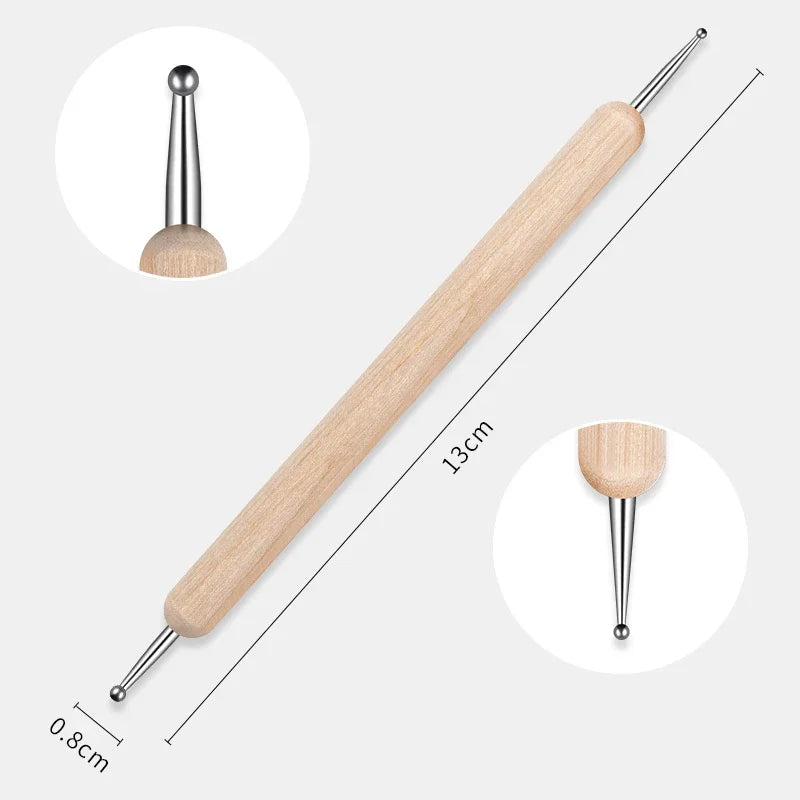 Nail Point Drill Pen Wooden Pen Bar Stirring Nail Polish Draw Pen