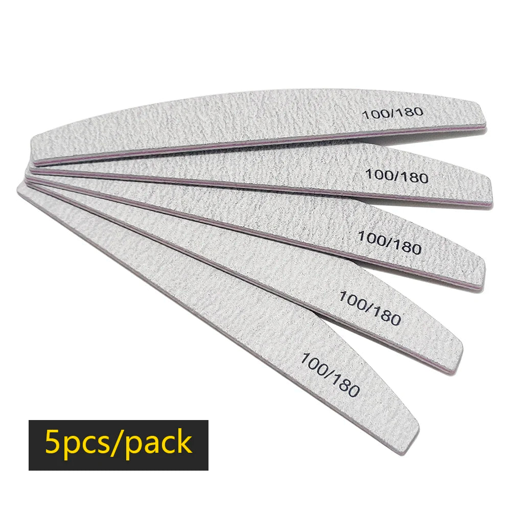 Nail File Buffer 100/180 Grit Half Moon Nail Files Manicure Tool
