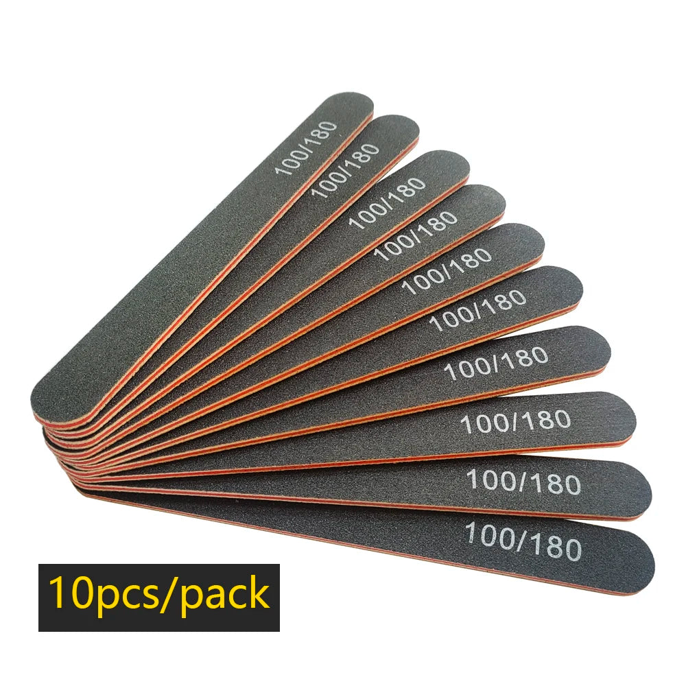 Nail File Buffer 100/180 Grit Half Moon Nail Files Manicure Tool