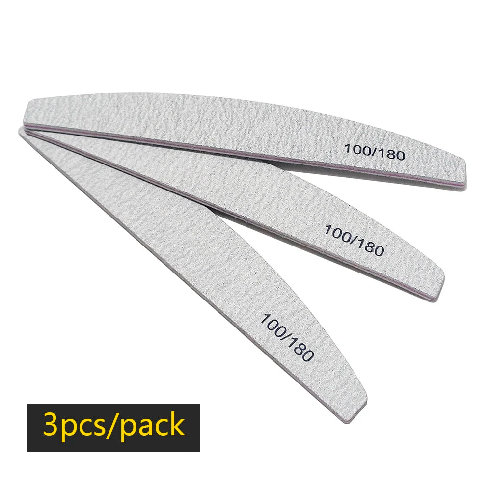 Nail File Buffer 100/180 Grit Half Moon Nail Files Manicure Tool