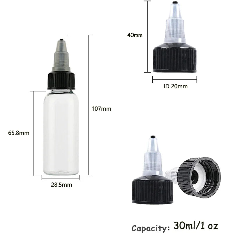30PCS 30ml/60ml/100ml/120ml Plastic Refillable Bottle Pigment Ink Containers