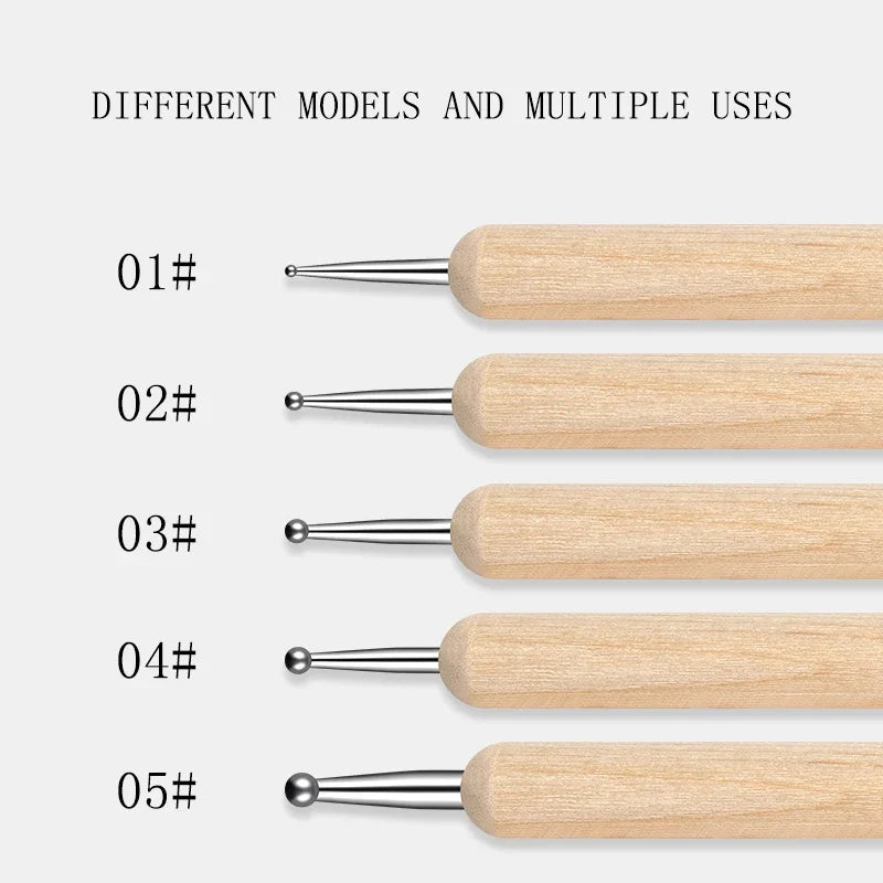 Nail Point Drill Pen Wooden Pen Bar Stirring Nail Polish Draw Pen