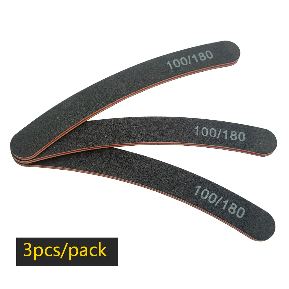 Nail File Buffer 100/180 Grit Half Moon Nail Files Manicure Tool
