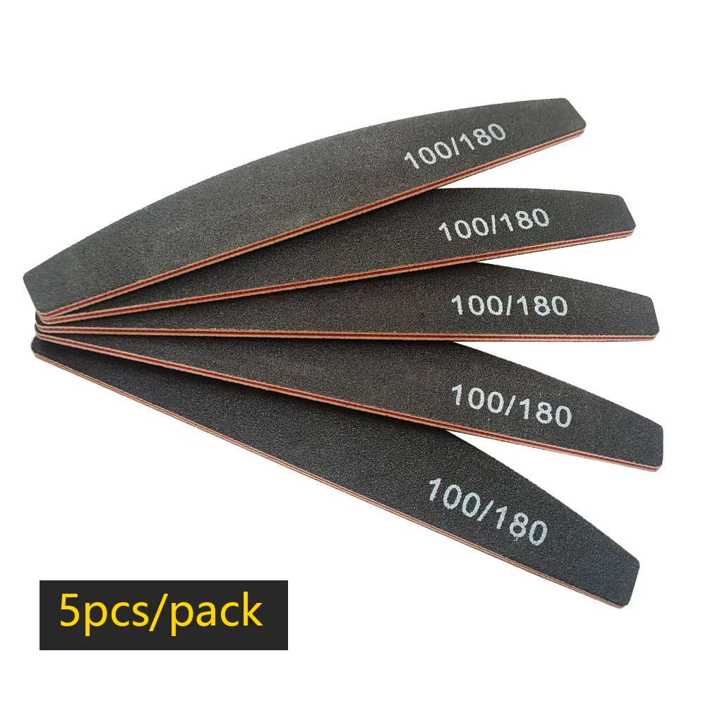 Nail File Buffer 100/180 Grit Half Moon Nail Files Manicure Tool