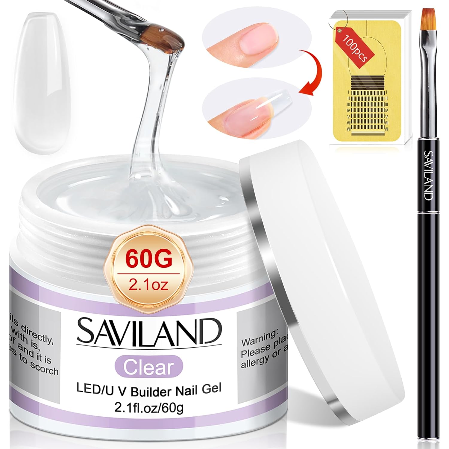 Complete SAVILAND Builder Nail Gel Kit from BodyBlissEssentials, featuring essential gels and tools for professional-grade nail extensions.