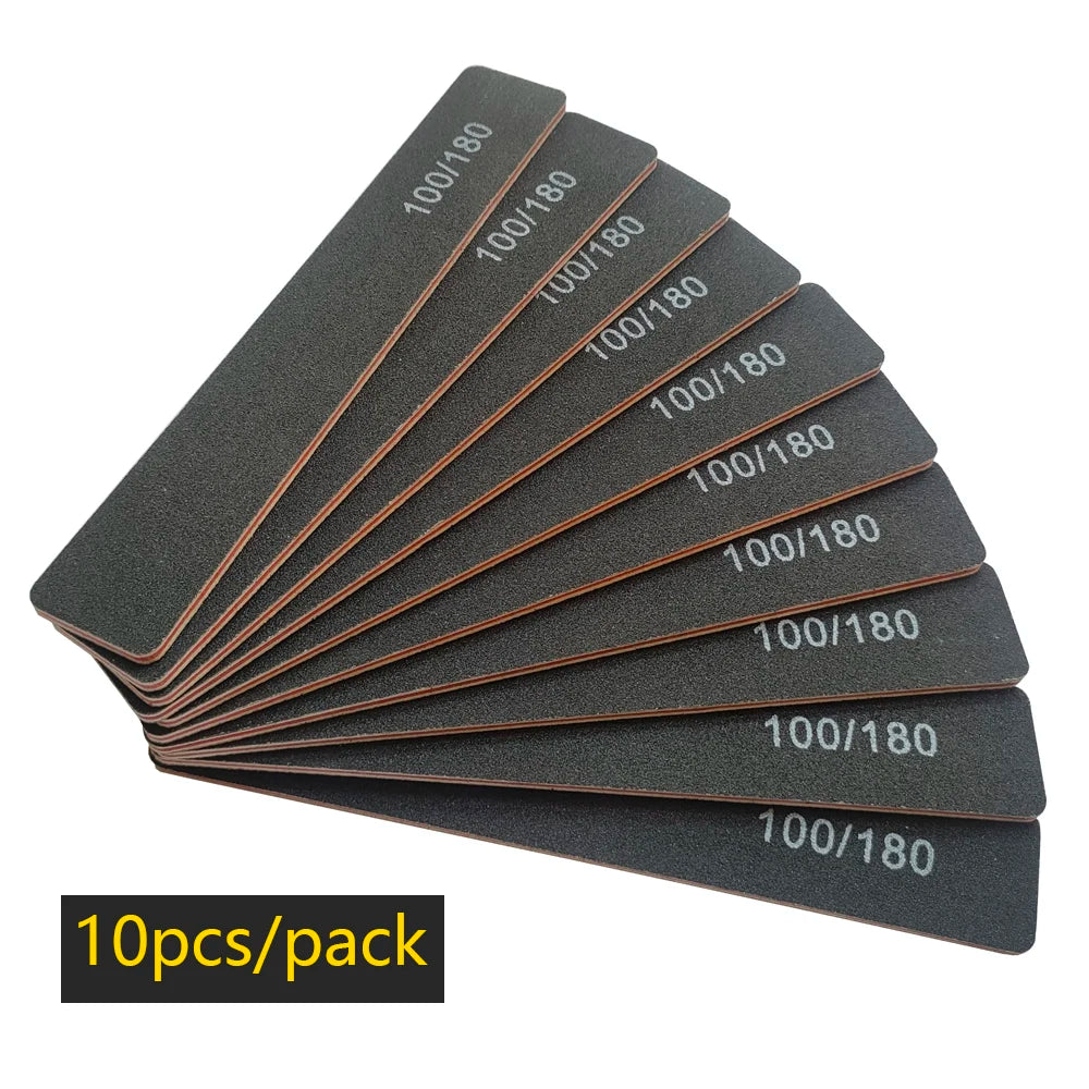 Nail File Buffer 100/180 Grit Half Moon Nail Files Manicure Tool