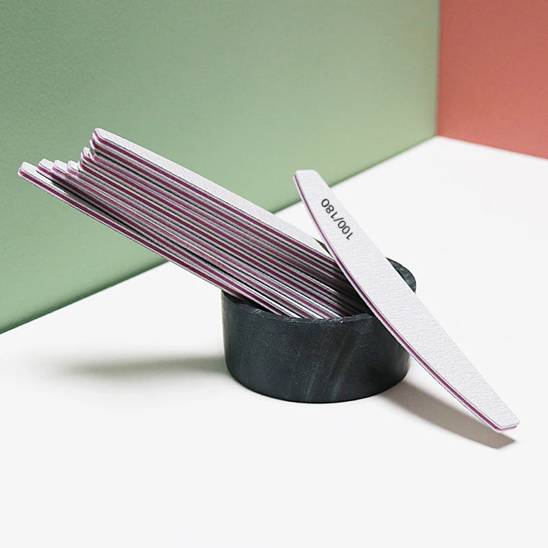 Nail File Buffer 100/180 Grit Half Moon Nail Files Manicure Tool