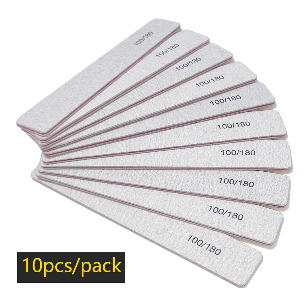 Nail File Buffer 100/180 Grit Half Moon Nail Files Manicure Tool