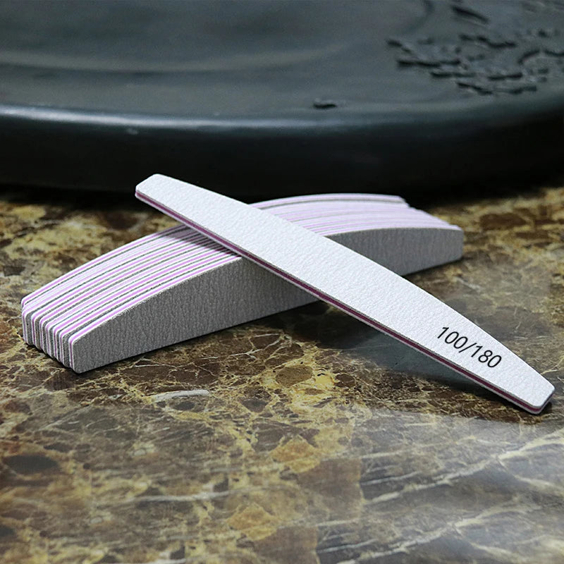 Nail File Buffer 100/180 Grit Half Moon Nail Files Manicure Tool