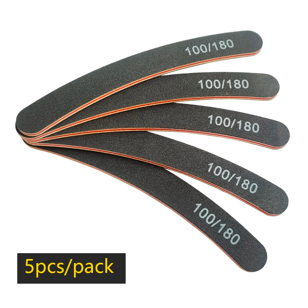 Nail File Buffer 100/180 Grit Half Moon Nail Files Manicure Tool