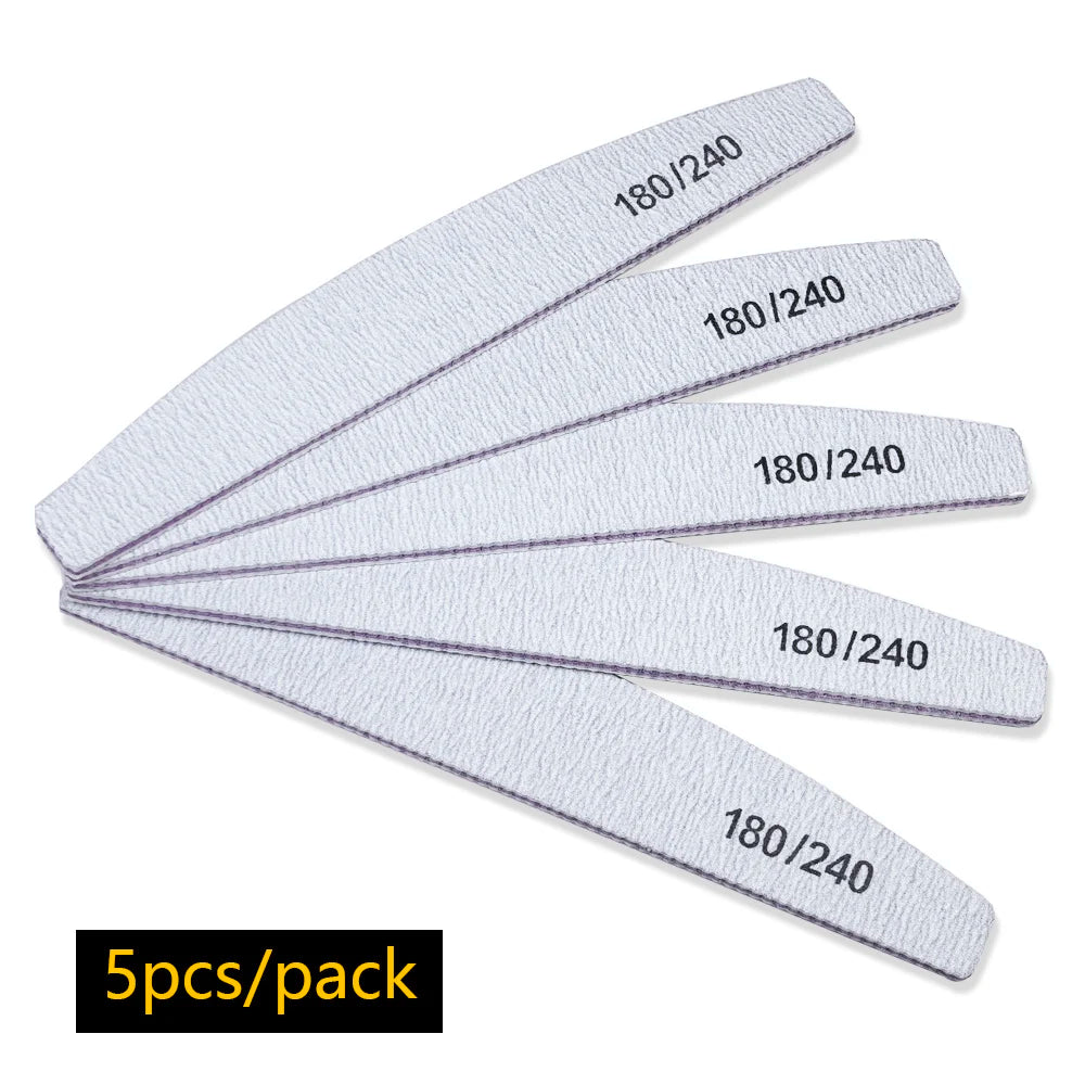 Nail File Buffer 100/180 Grit Half Moon Nail Files Manicure Tool