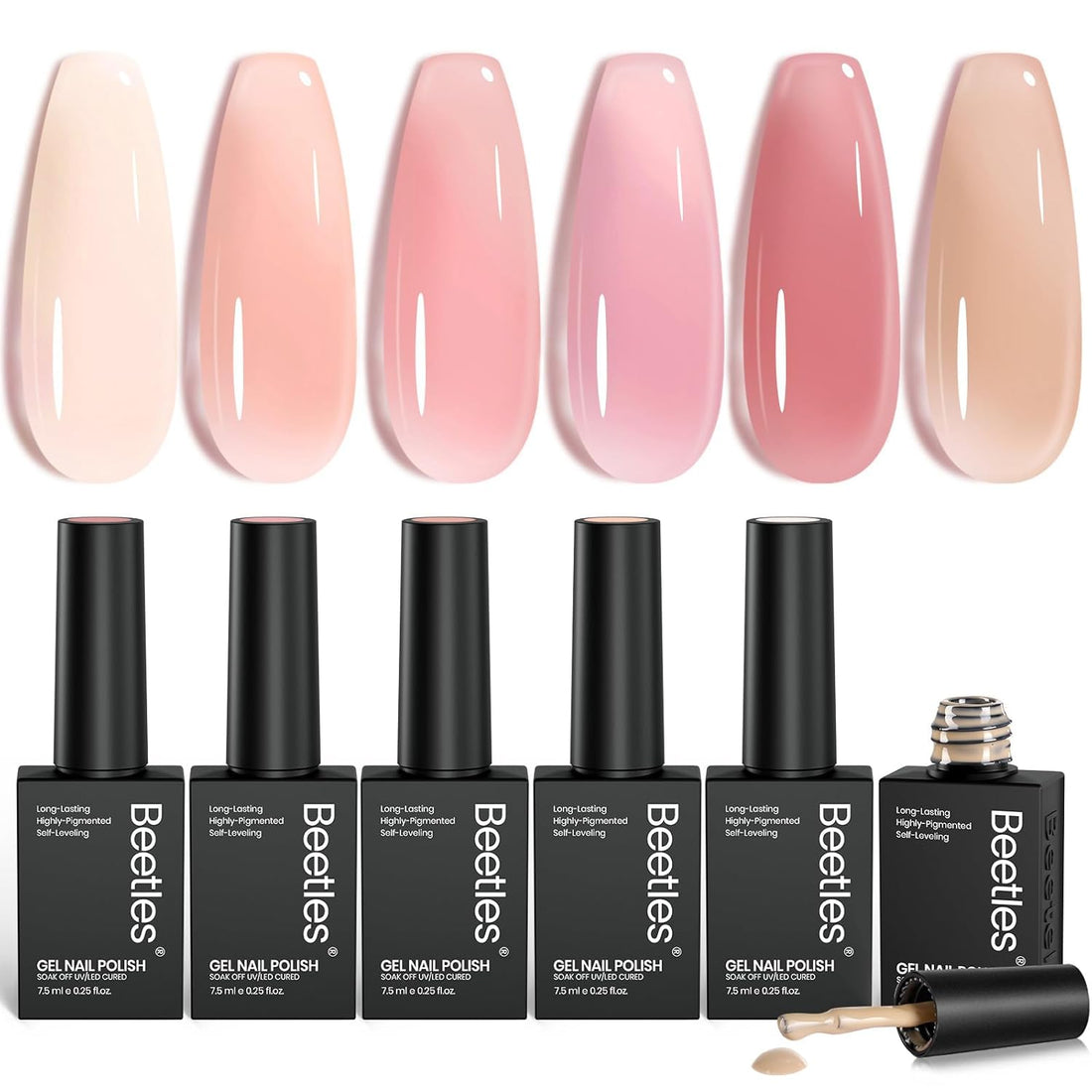 Beetles Nude Gel Nail Polish Set from BodyBlissEssentials, showcasing a range of versatile nude and natural shades for elegant manicures.