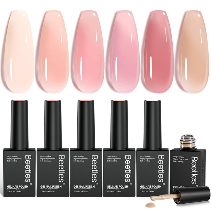 Beetles Nude Gel Nail Polish Set from BodyBlissEssentials, showcasing a range of versatile nude and natural shades for elegant manicures.