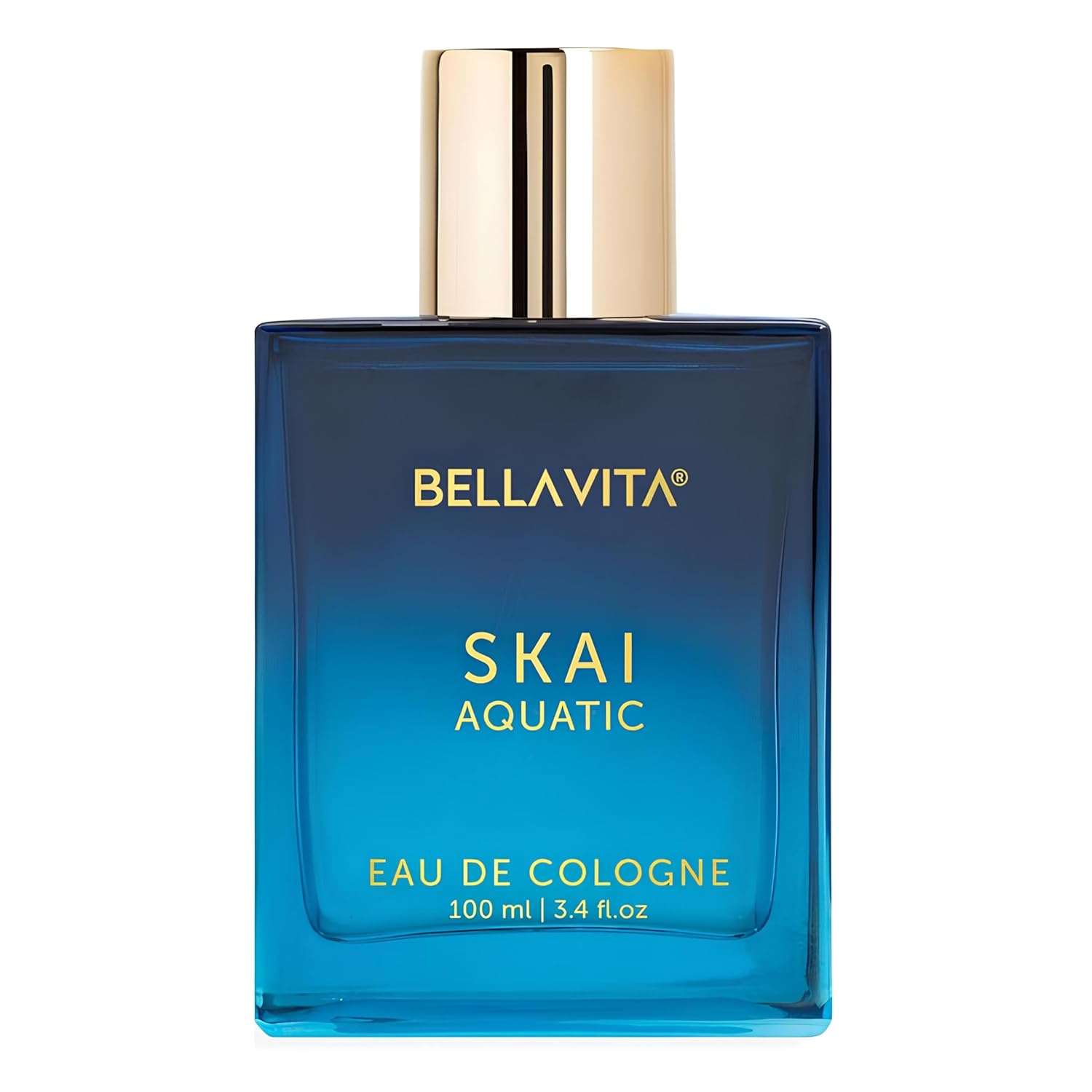 BellaVita Luxury SKAI Aquatic Unisex Cologne from BodyBlissEssentials, featuring a minimalist bottle design reflecting its fresh and versatile scent