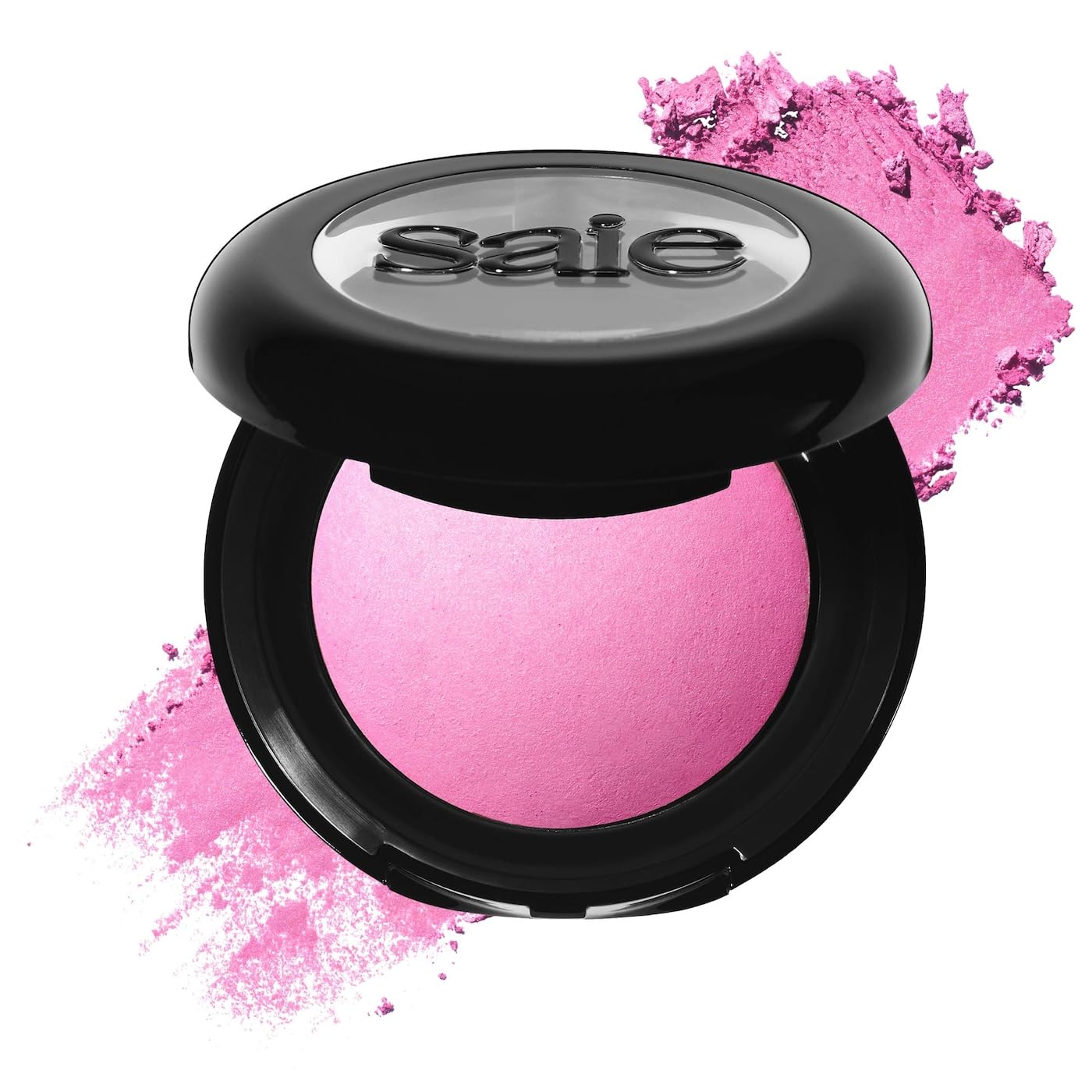 Saie SuperSuede Baked Blush compact from BodyBlissEssentials, featuring a beautifully pressed powder design in a natural, buildable shade for a radiant complexion